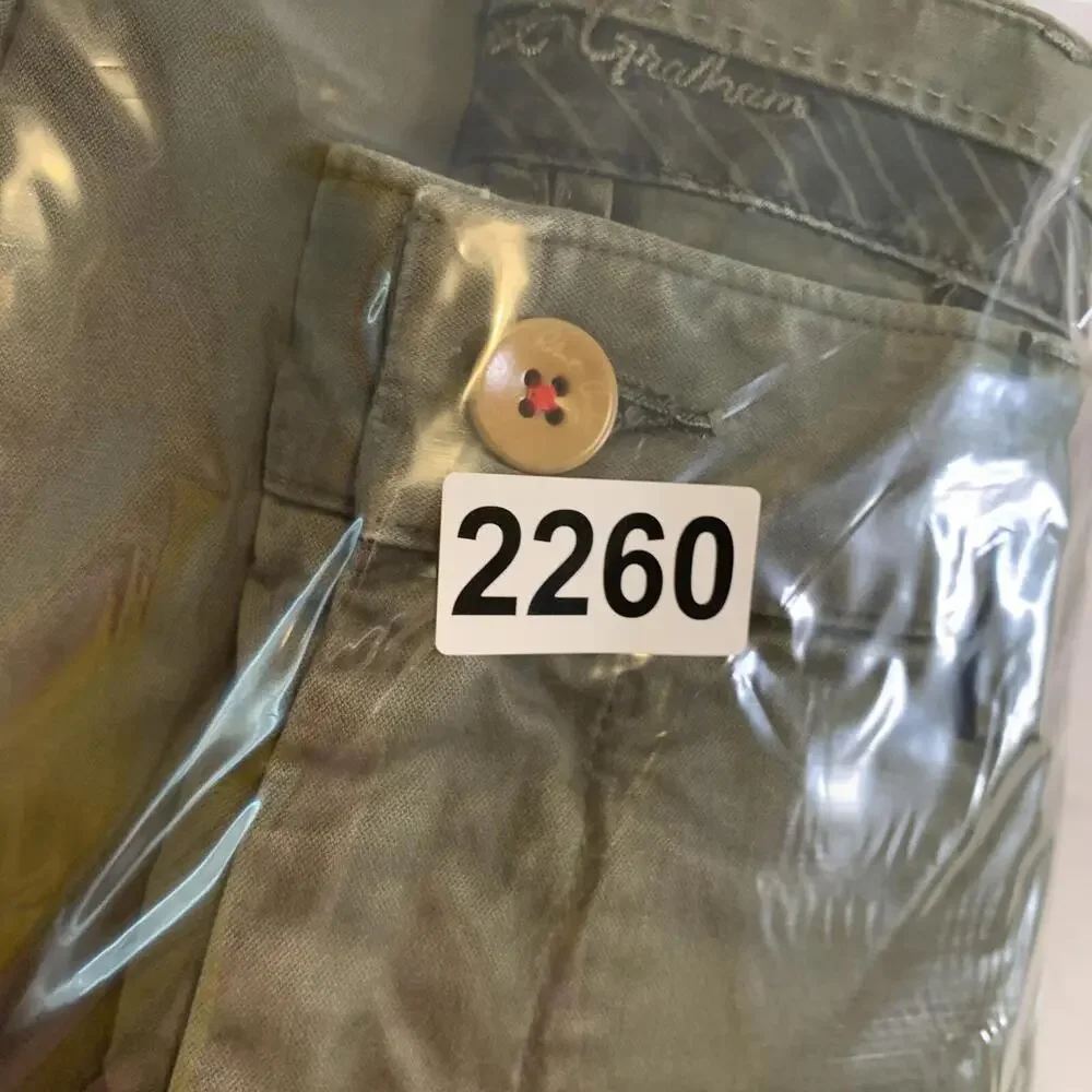 Robert Graham Shorts Mens 38 Olive Green Twill Mid Rise 9